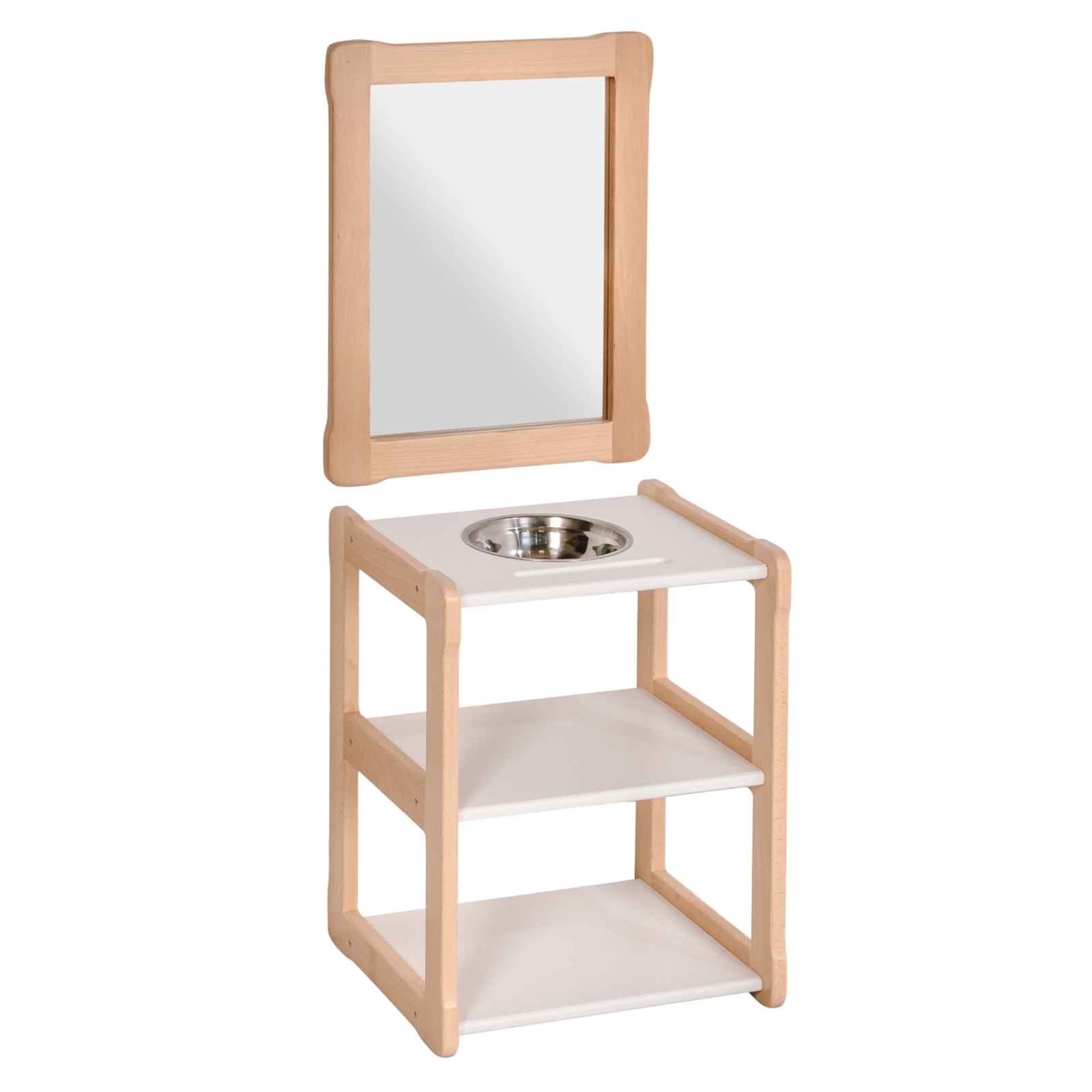 WOOD & LUCK Waschbecken mit Spiegel weiss