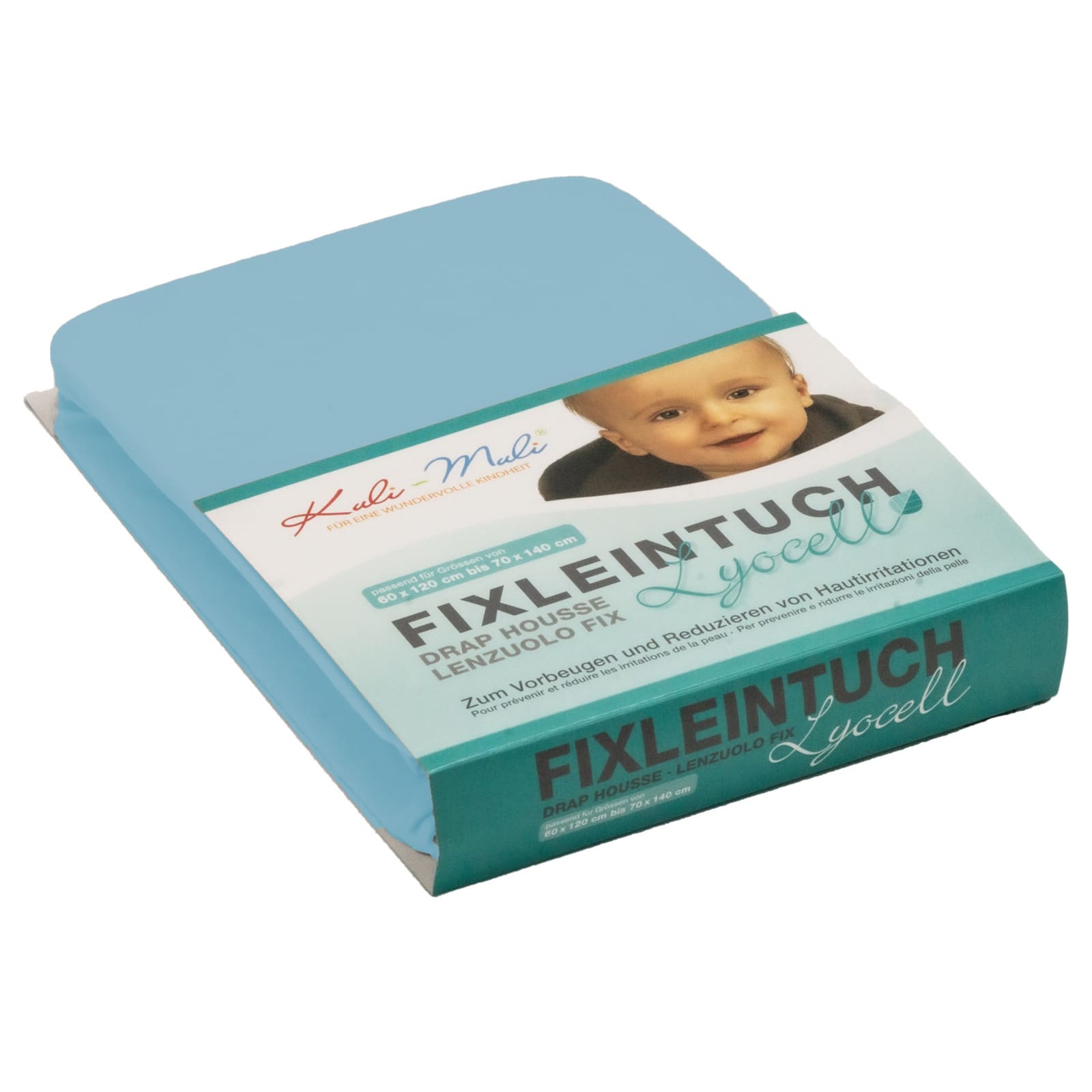 KULI-MULI Fixleintuch Lyocell 90 x 45 cm aqua