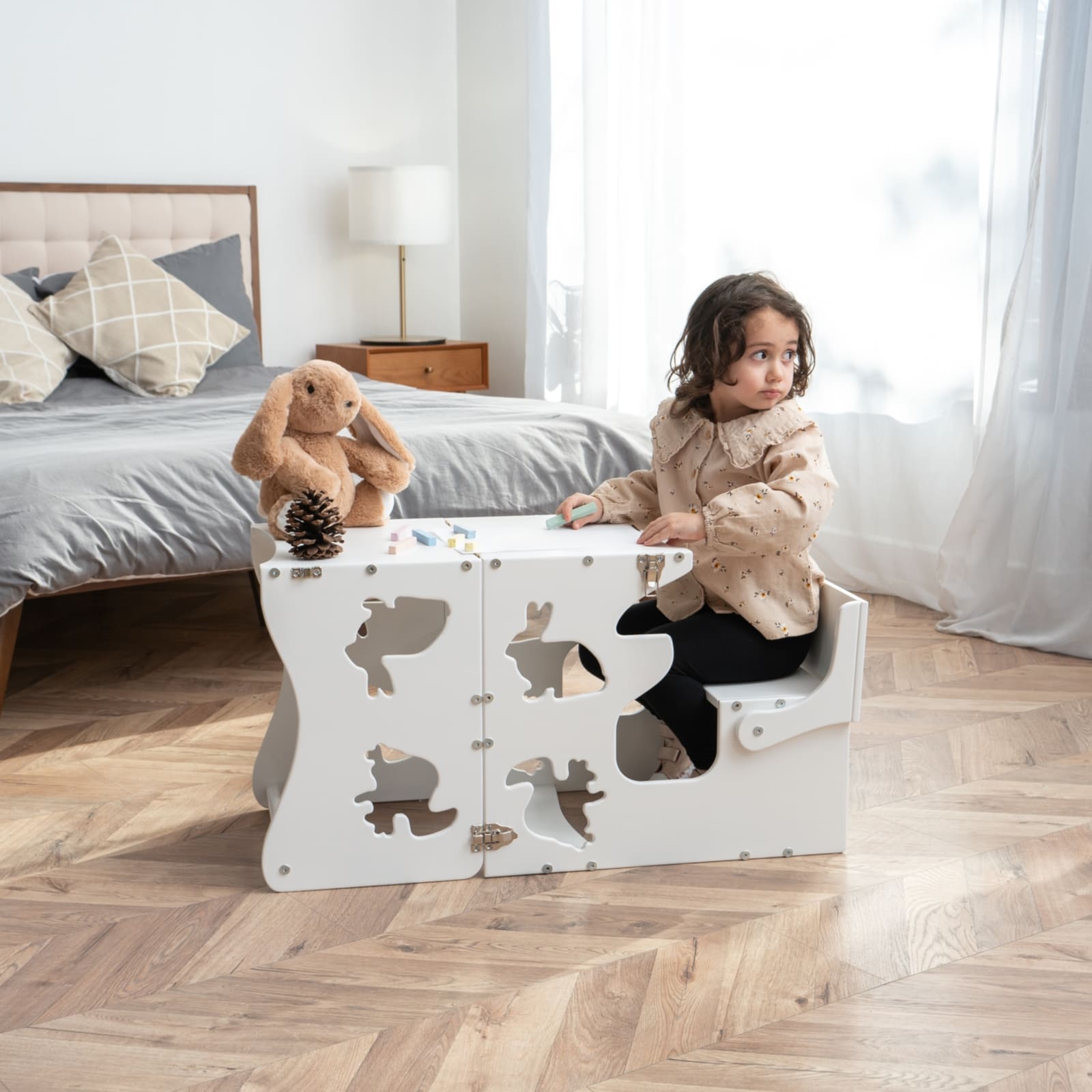 WOODANDHEARTS Tour d’apprentissage Animaux blanc