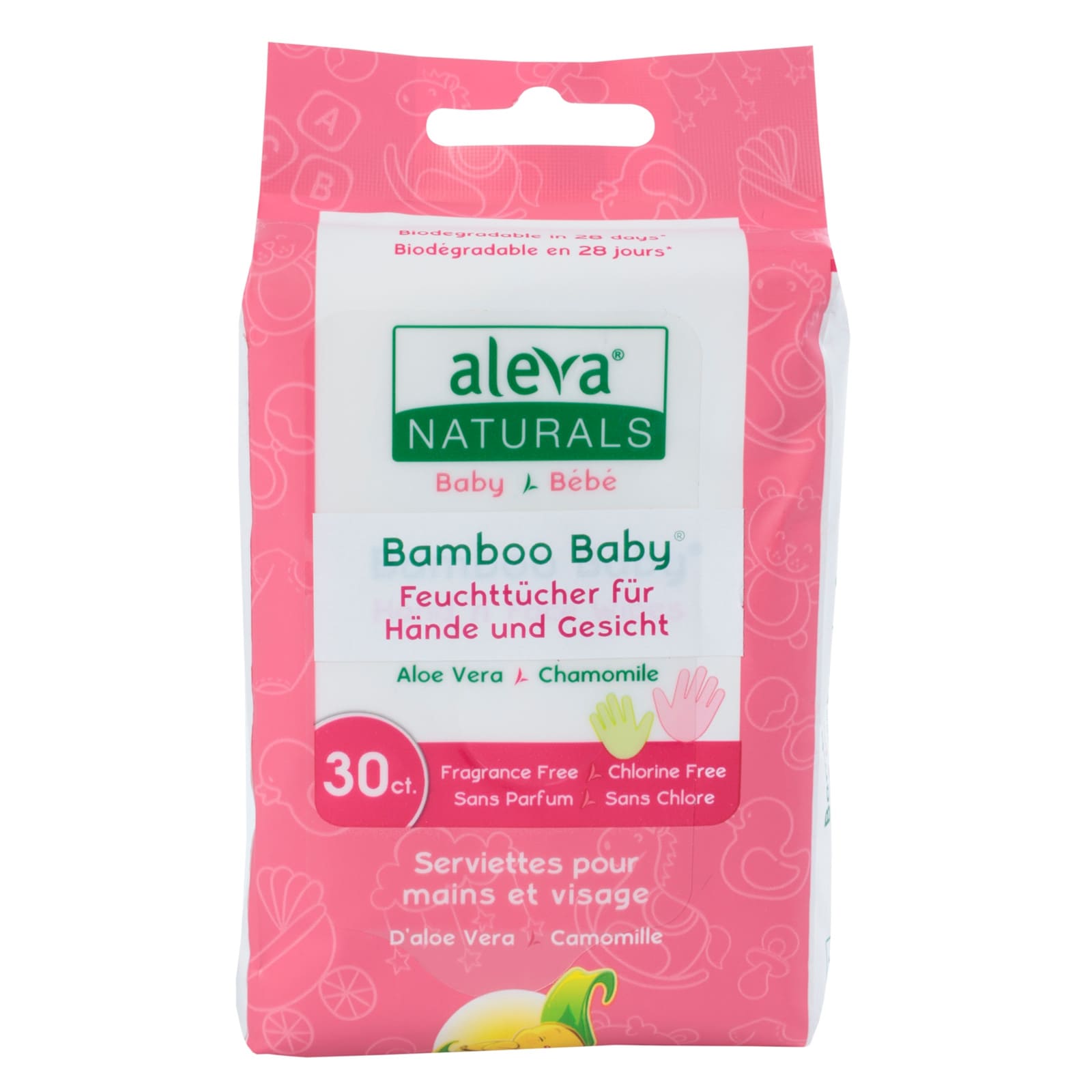 ALEVA NATURALS Bambus Feuchttücher für Hände und Gesicht 30 Stk.