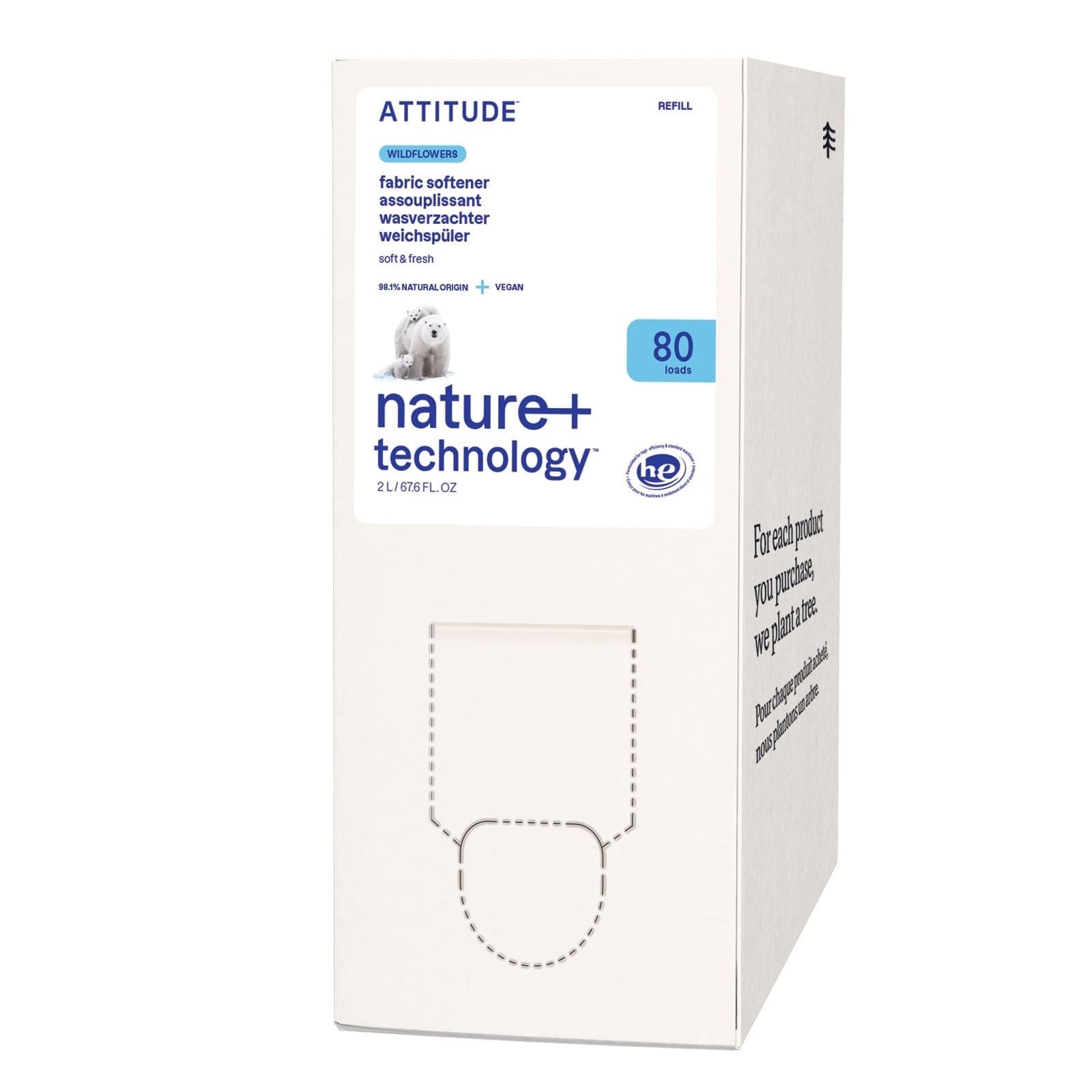 ATTITUDE Nature+ technology Eco-Refill 2L Weichspüler Wildblumen 80 Wäschen