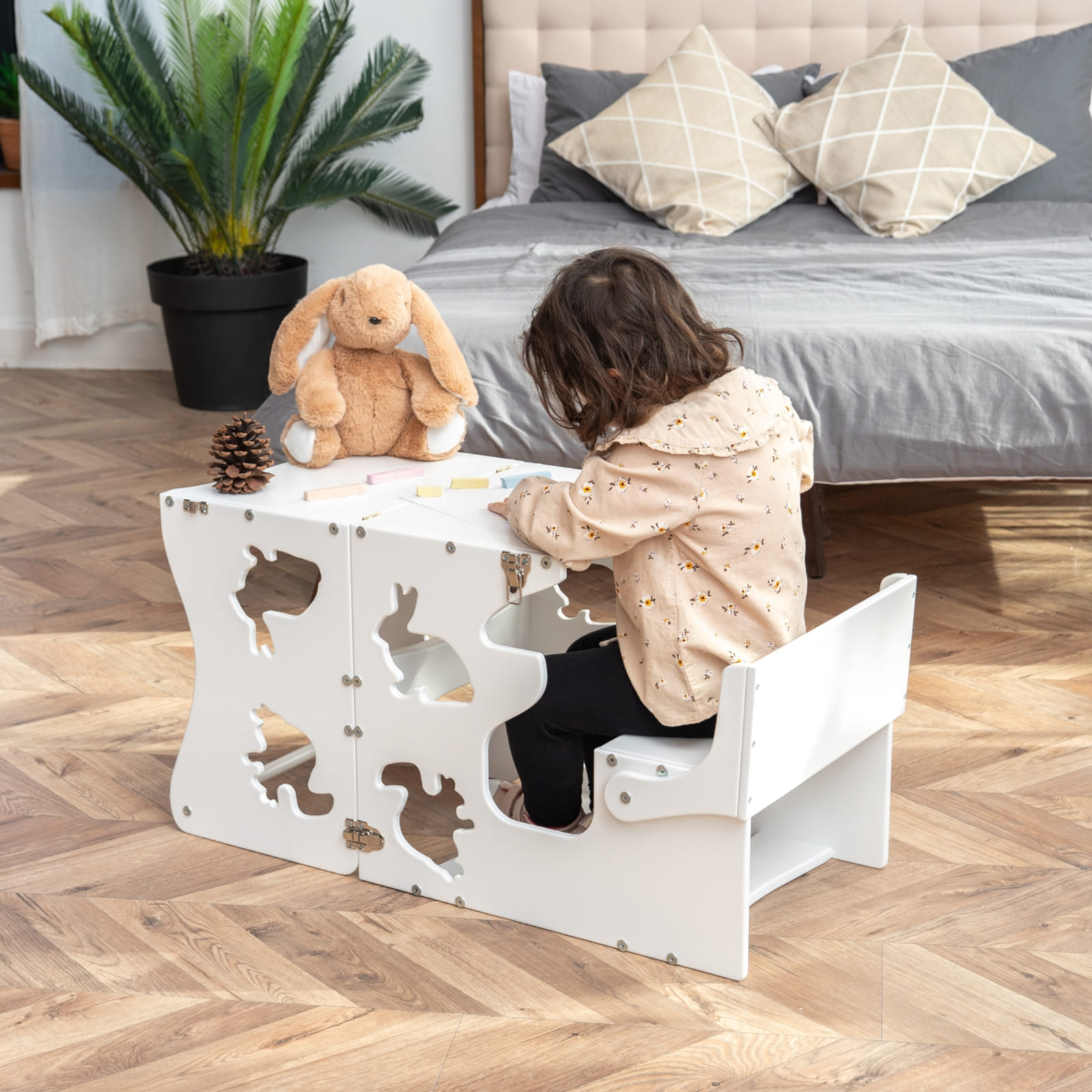 WOODANDHEARTS Tour d’apprentissage Animaux blanc