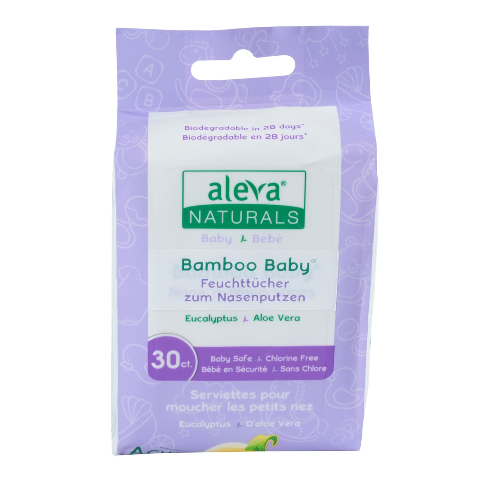 ALEVA NATURALS Bambus Feuchttücher zum Naseputzen 30 Stk.