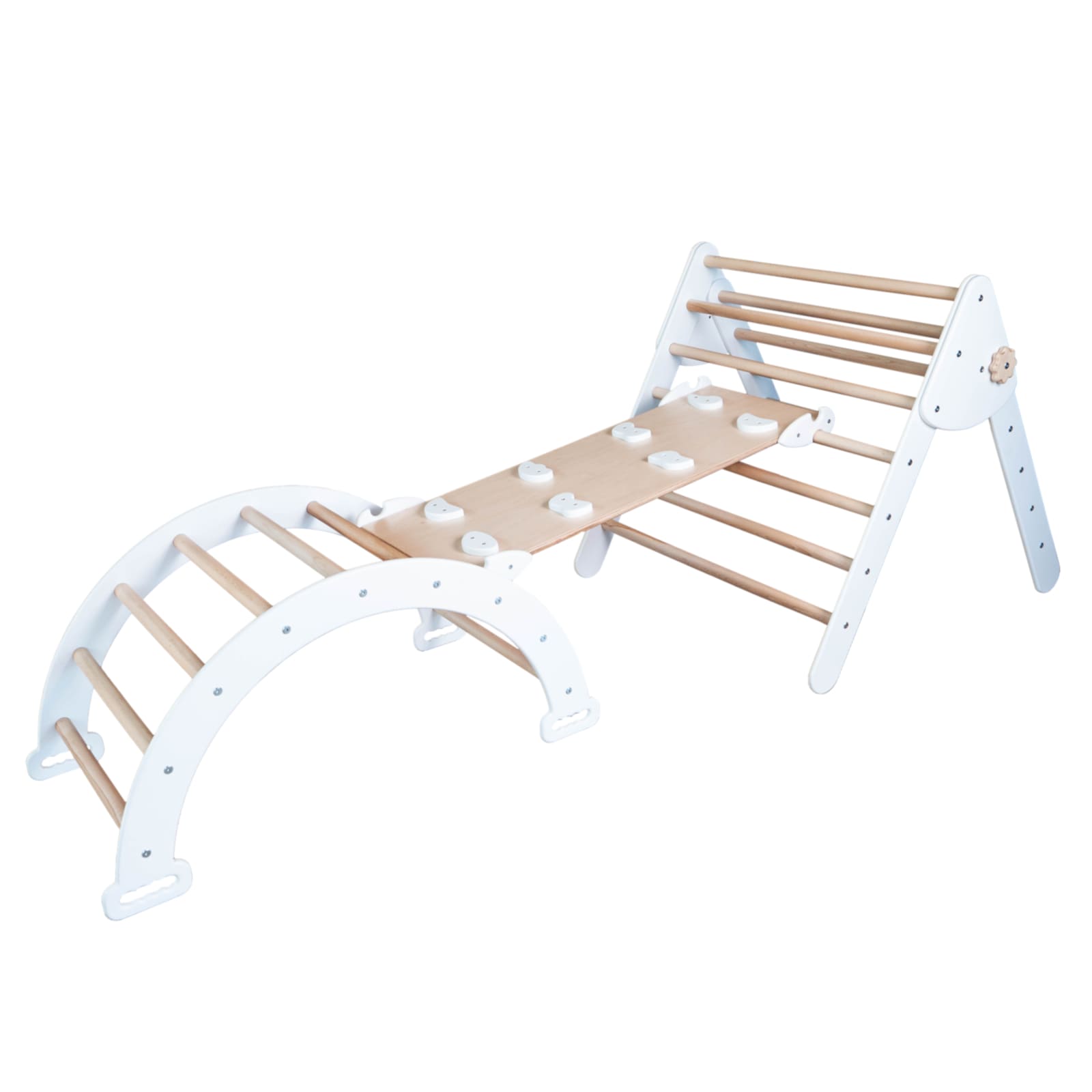 WOODANDHEARTS Grand Ensemble d’escalade nature-blanc