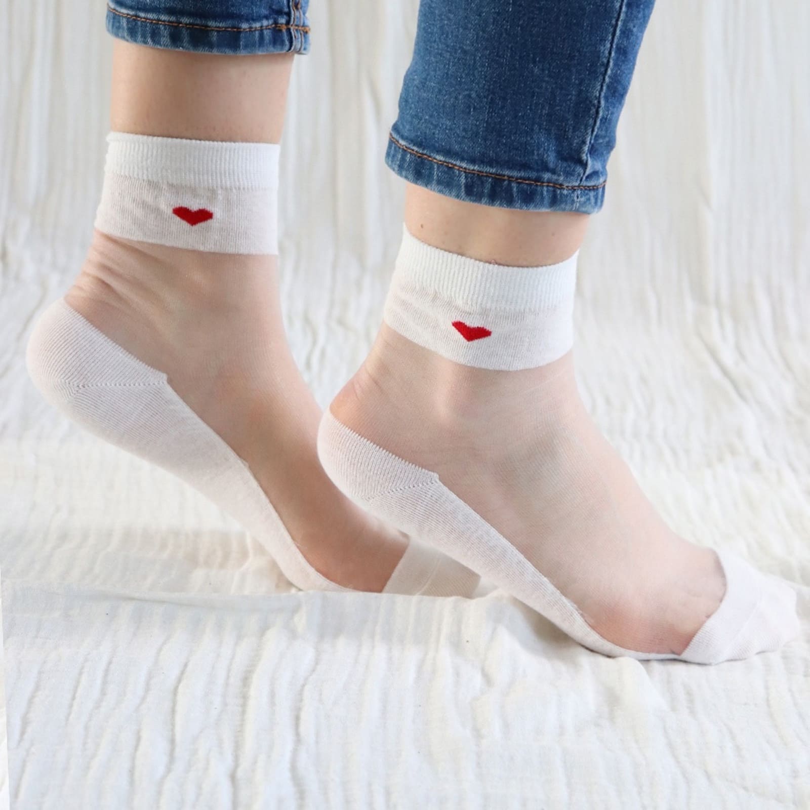 YUKO.B Socken BE MY VALENTINE weiss