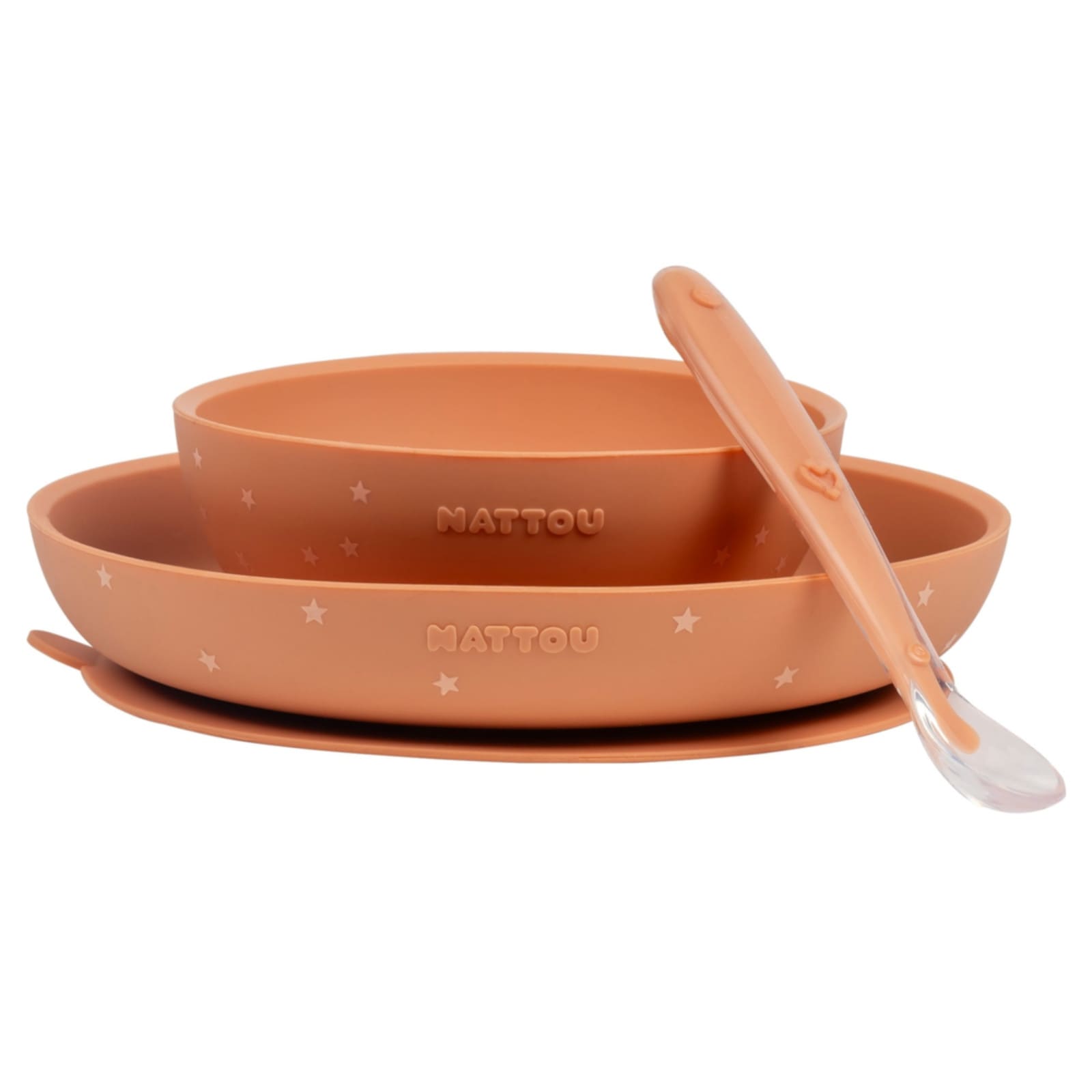 NATTOU SILIKON Esslernset 3-teilig terracotta