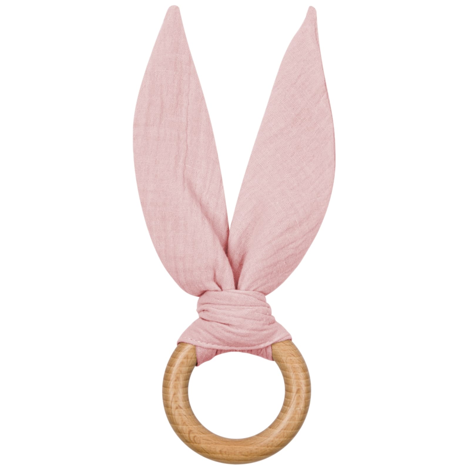 LIL'THINGS Anneau de dentition en bois lapin rose