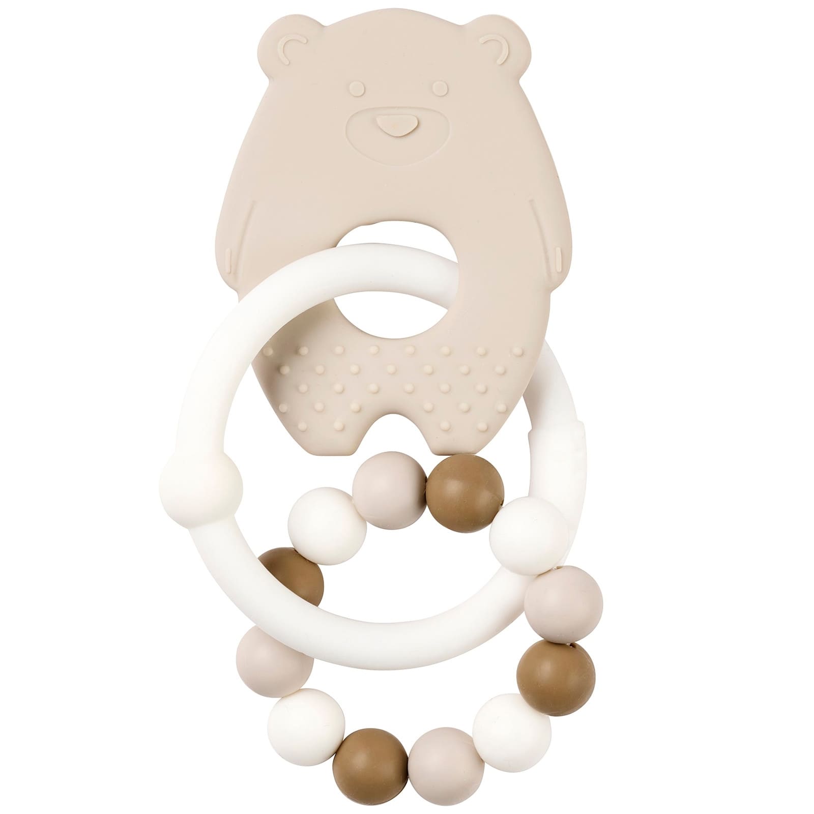 NATTOU SILIKON Beissring Bär weiss-beige