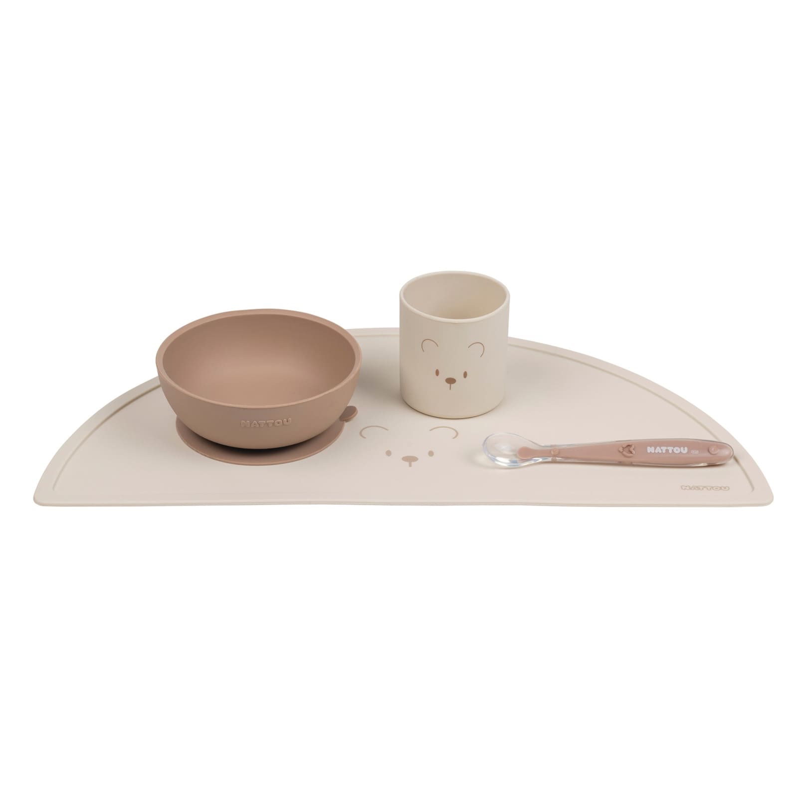 NATTOU SILIKON Esslernset mit Tischset beige