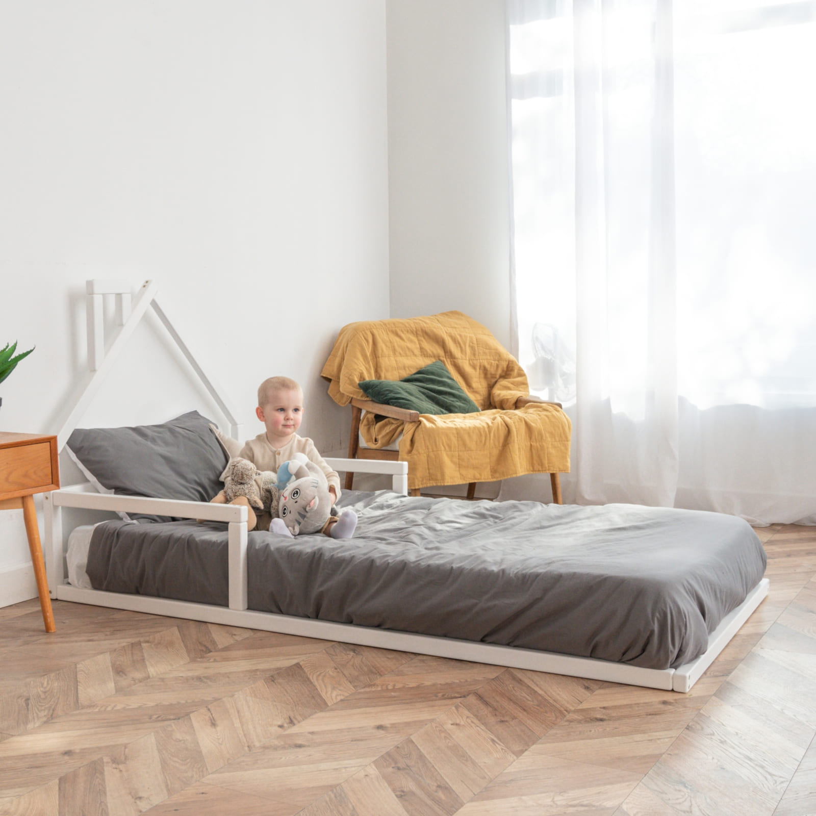 WOODANDHEARTS Lit au sol 90 x 200 cm blanc