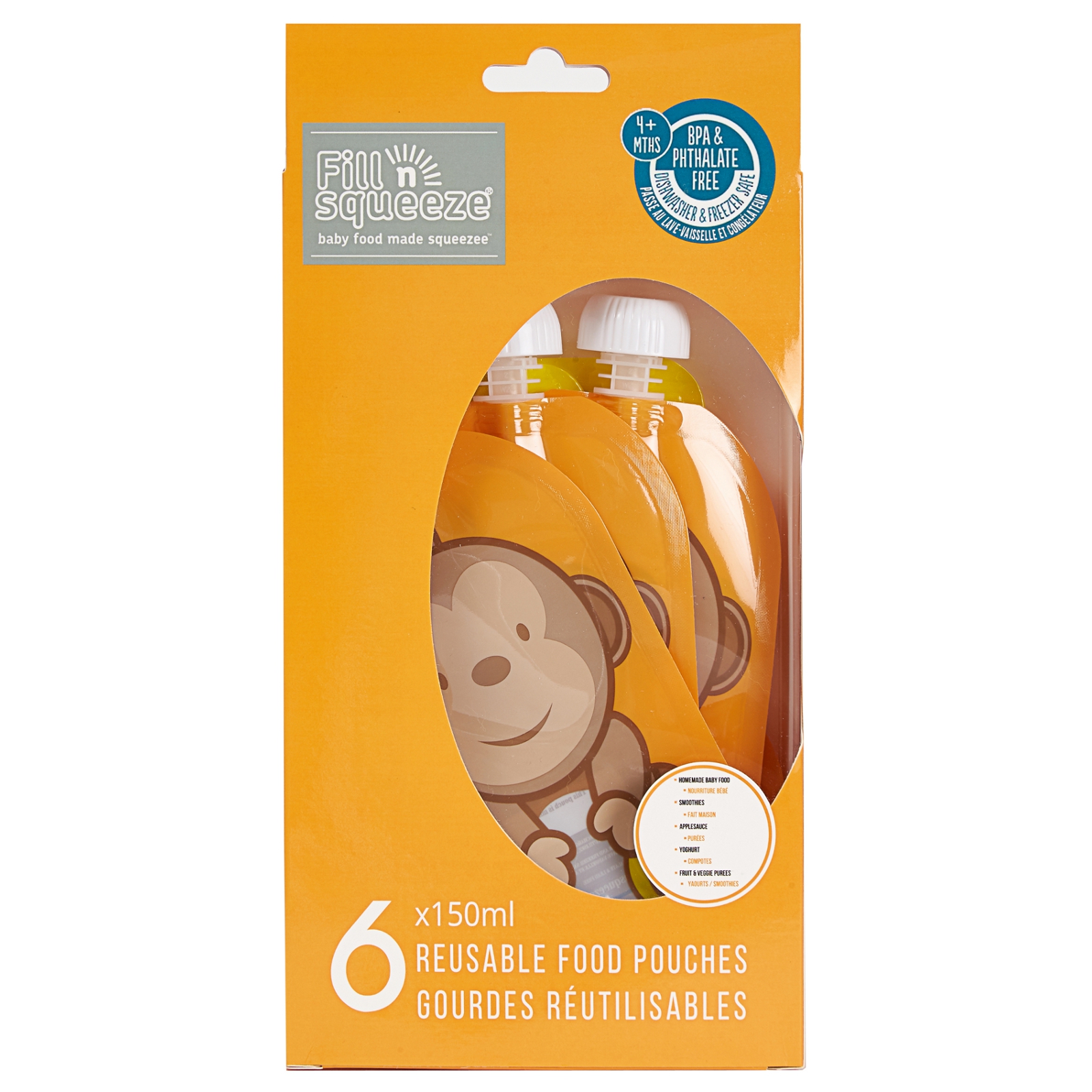 FILL'N'SQUEEZE Pouchys mit Bodenöffnung 6er Pack