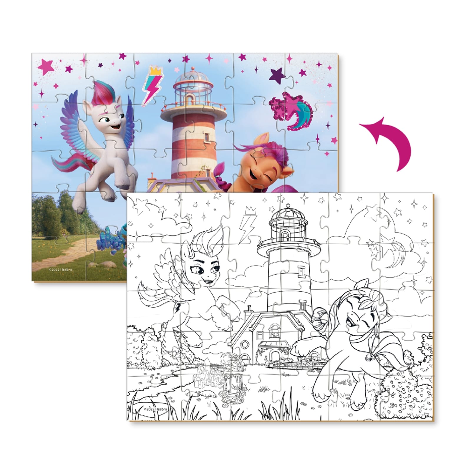 DODO Puzzle à colorier 2en1 My Little Pony Zipp et Sunny 30 pièces, 36m+