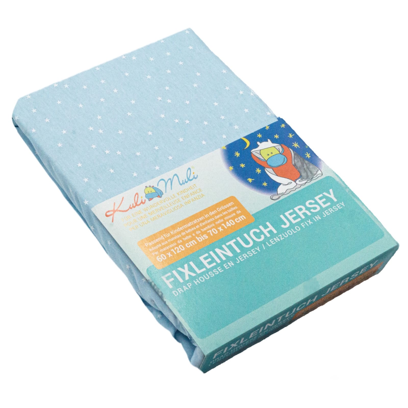 KULI-MULI Fixleintuch Jersey Stern hellblau 70 x 140 cm