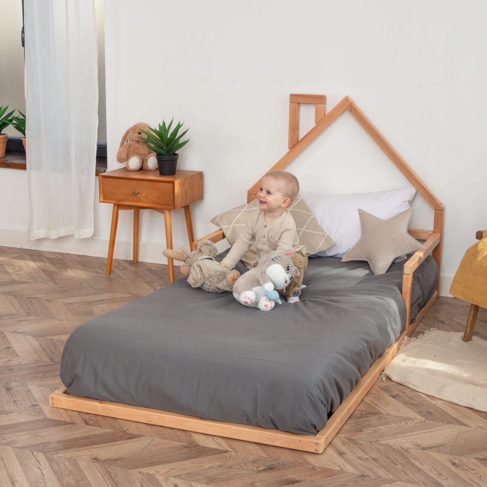 WOODANDHEARTS Lit au sol 90 x 200 cm nature