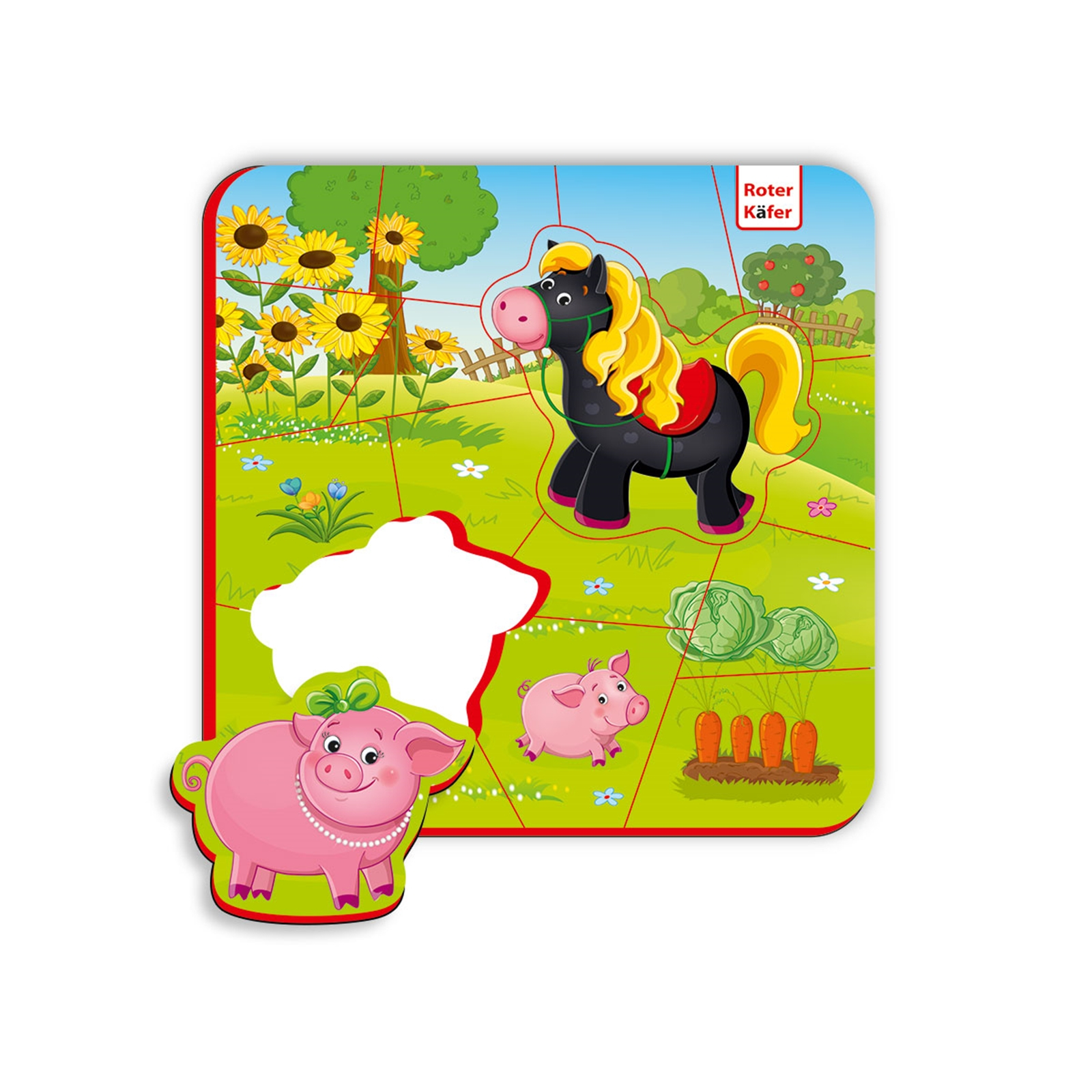 ROTER KÄFER Puzzle magnétique bébé Cochon-cheval, 3-6 ans