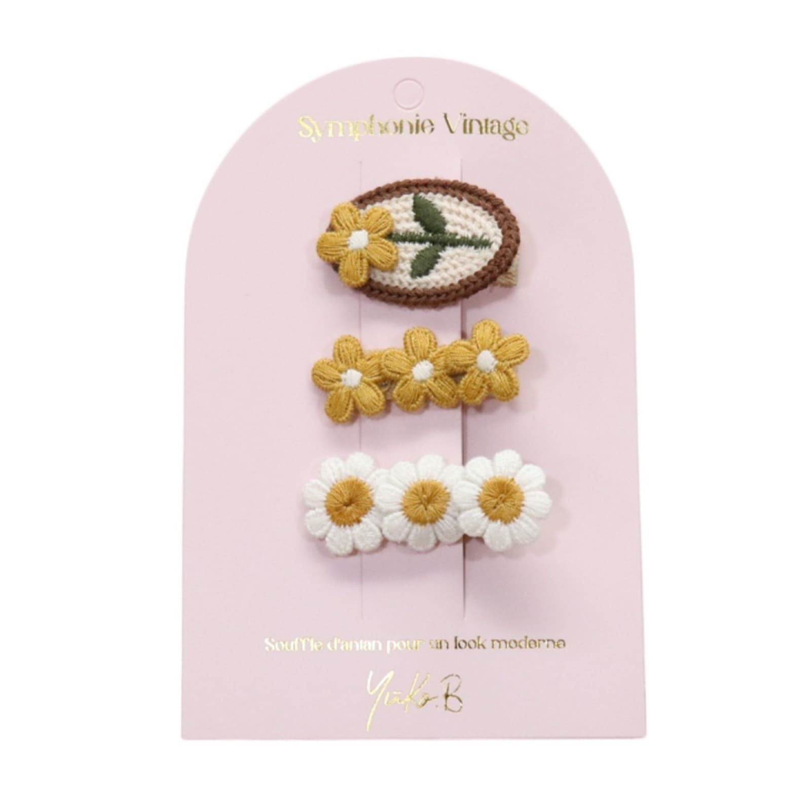 YUKO.B Barrettes cheveux 3 pcs. Vintage