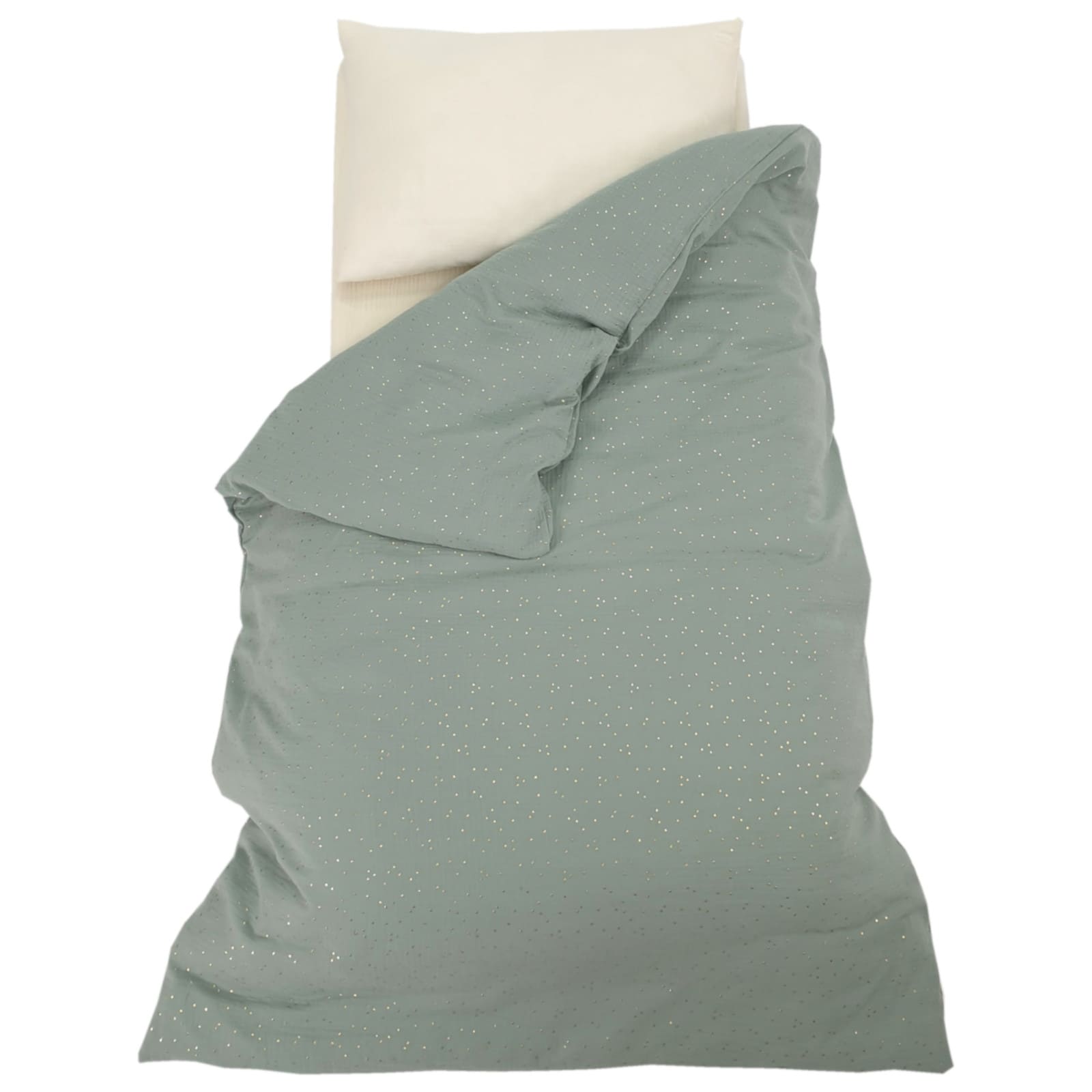 KULI-MULI Bettwäscheset Baumwolle ecru-grün