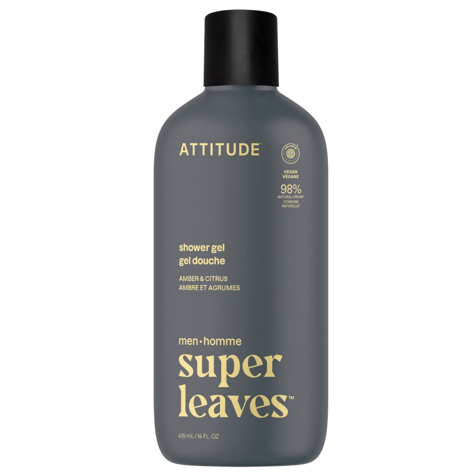ATTITUDE super leaves men Gel douche ambre & agrumes 415ml