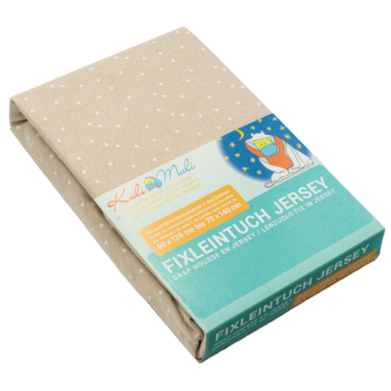 KULI-MULI Fixleintuch Jersey Stern beige 70 x 140 cm