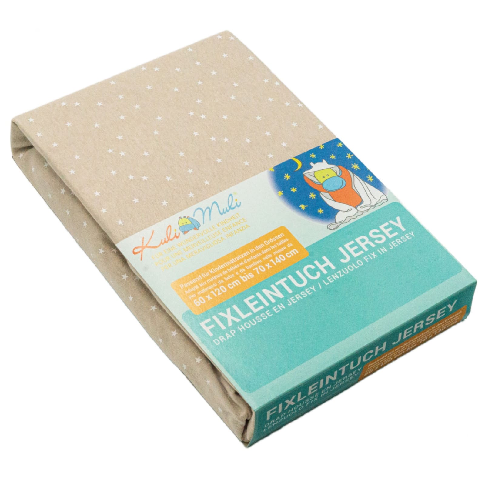 KULI-MULI Fixleintuch Jersey Stern beige 35 x 80 cm