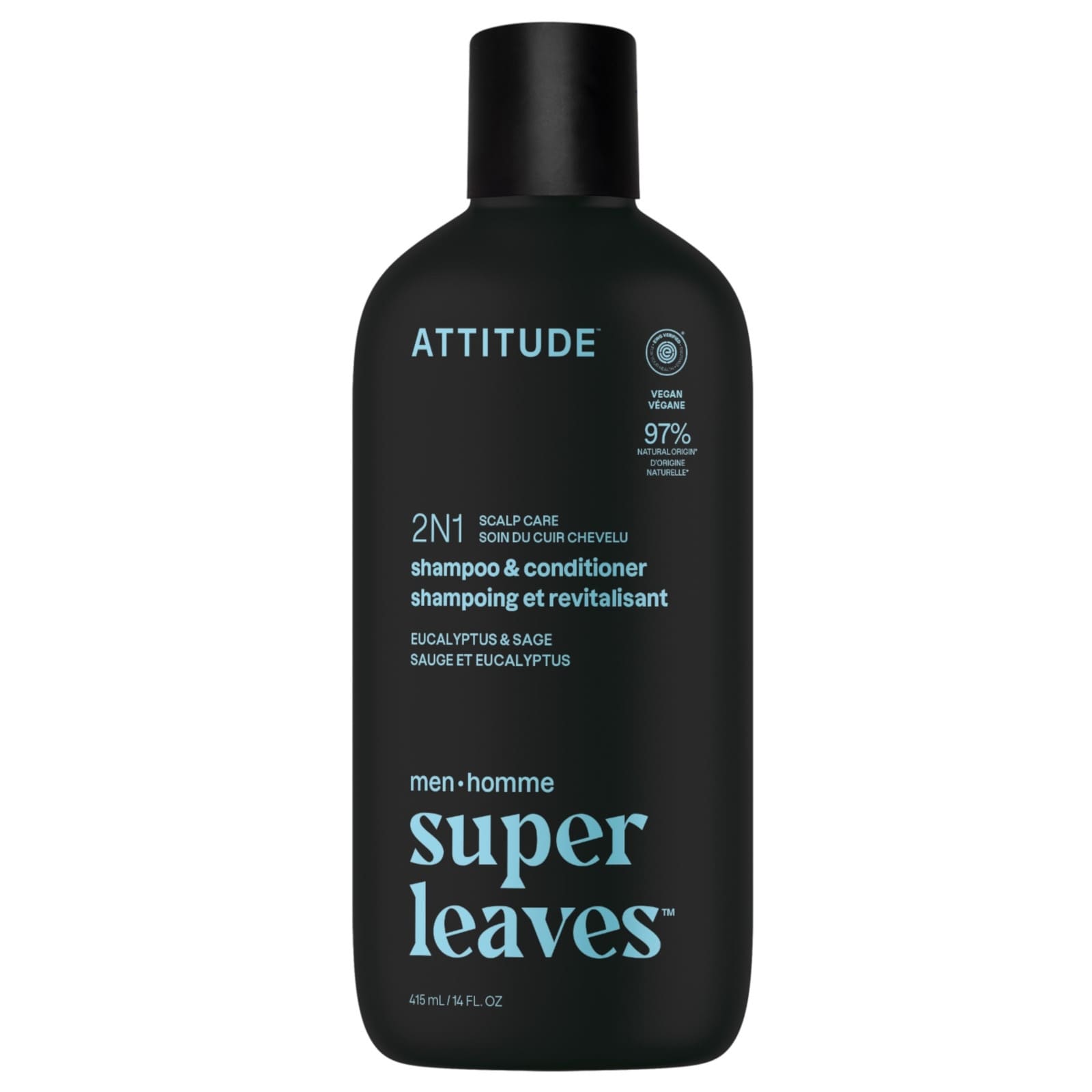 ATTITUDE super leaves men 2in1 Shampoo & Pflegespülung Kopfhautpflege Eukalyptus & Salbei 415ml