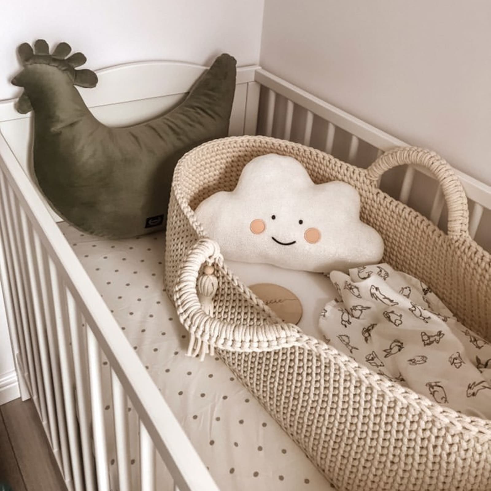 LIL'THINGS Couffin Moïse en coton avec matelas naturel