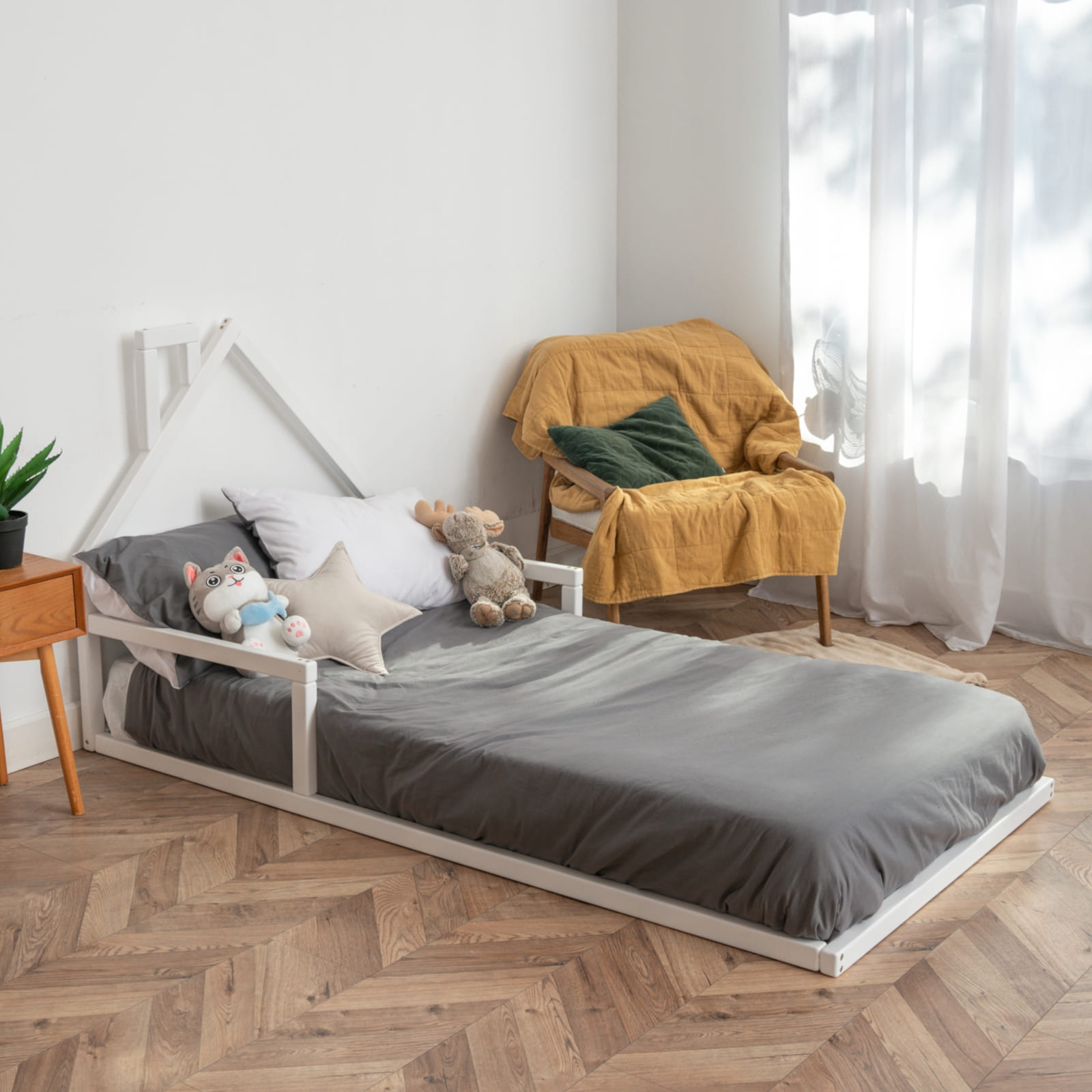 WOODANDHEARTS Lit au sol 90 x 200 cm blanc