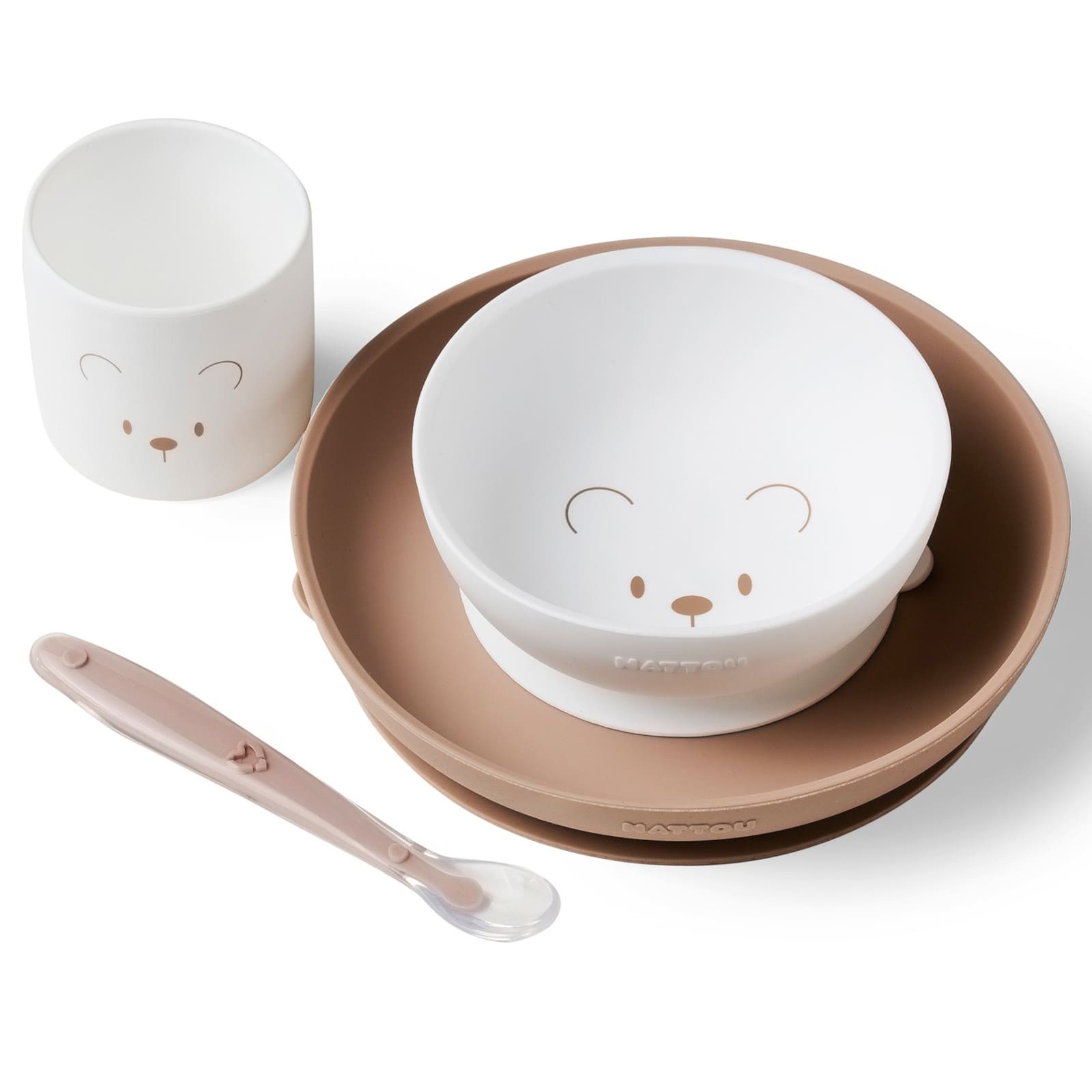 NATTOU SILIKON Esslernset 4-teilig Teddy