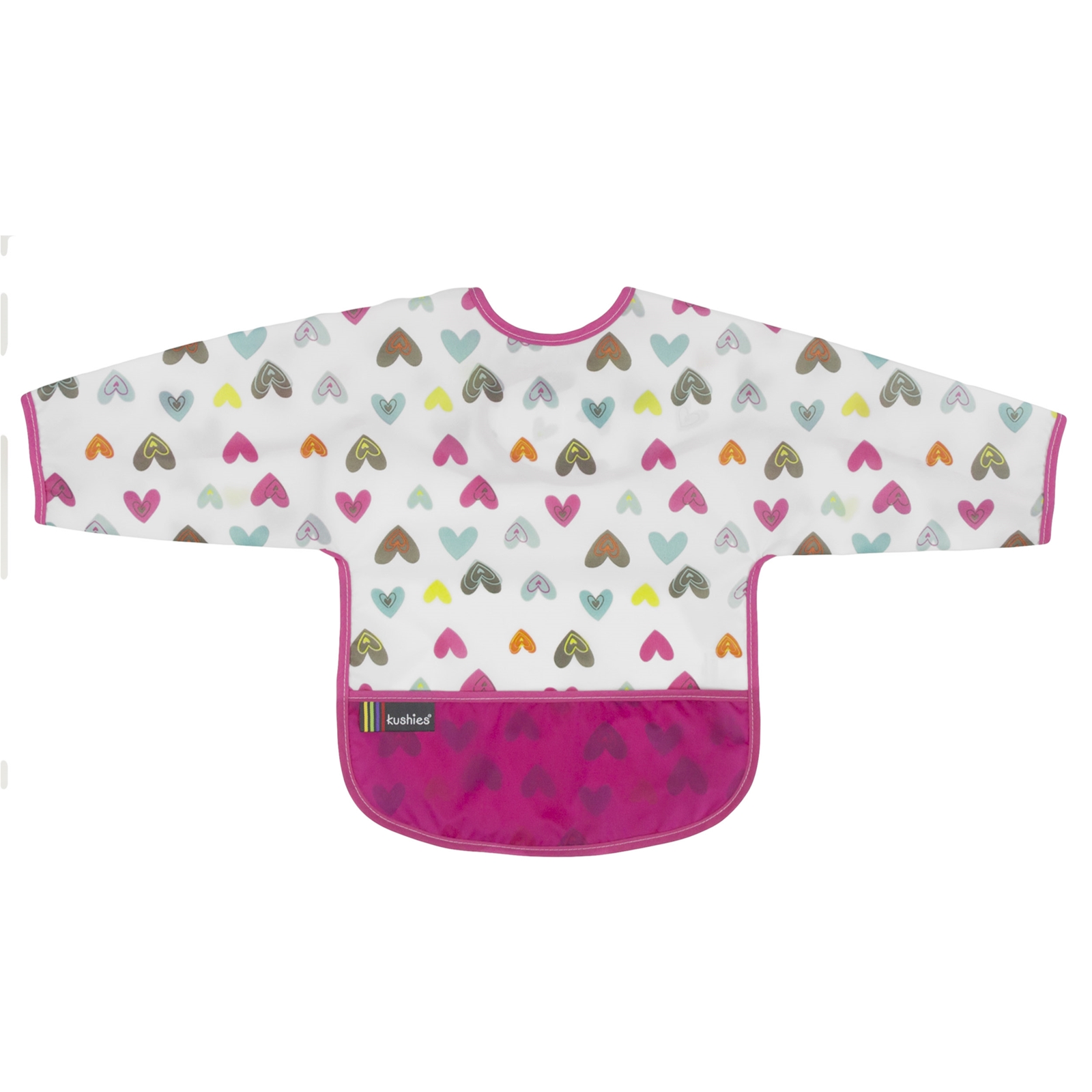 KUSHIES Lätzchen mit Ärmeln CleanBib, 12-24 Monate, Herzen