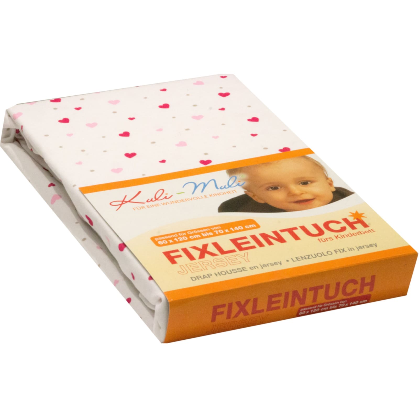 KULI-MULI Drap-housse coton jersey Cœur rose 45 x 90 cm