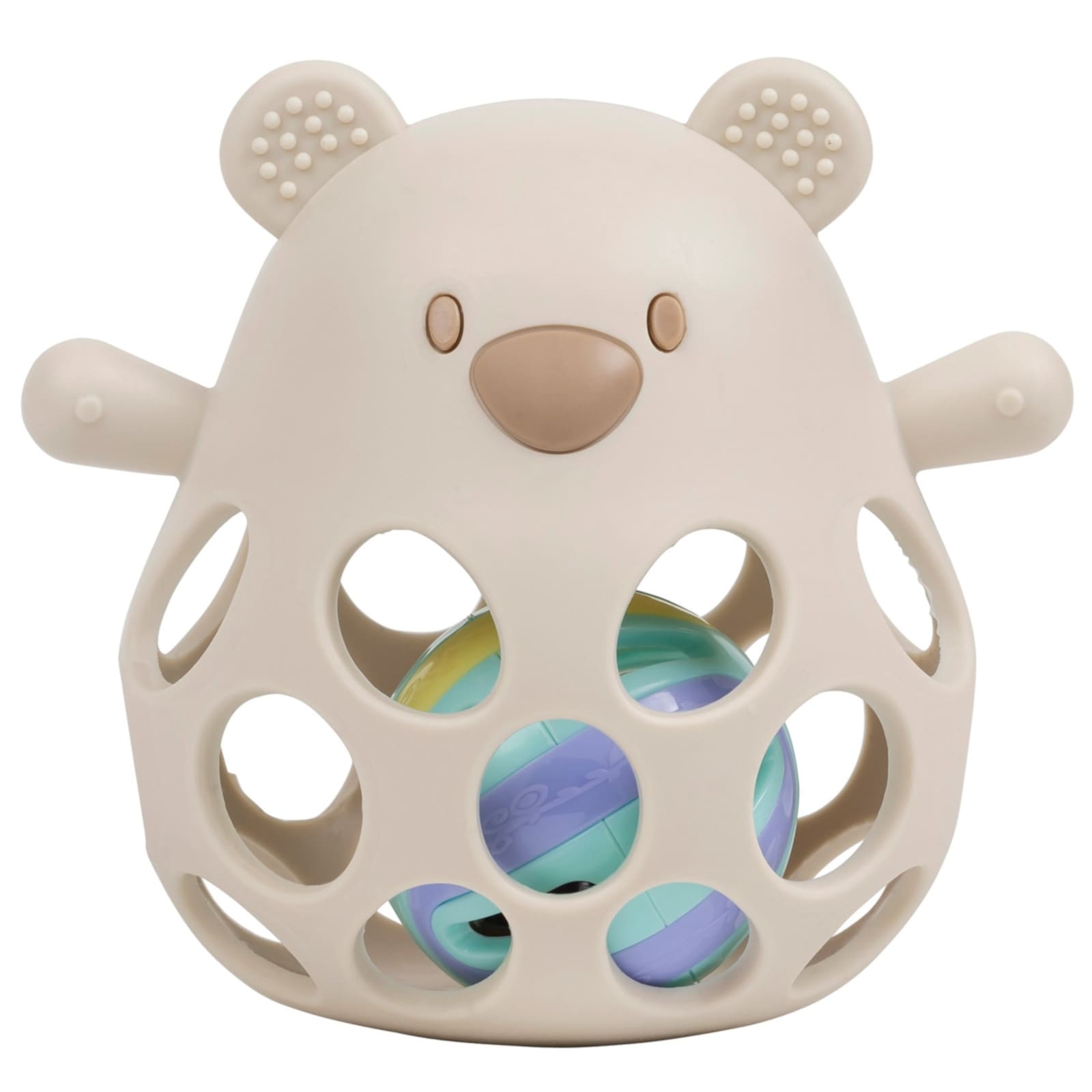 NATTOU SILIKON Rassel mit Ball Bär beige