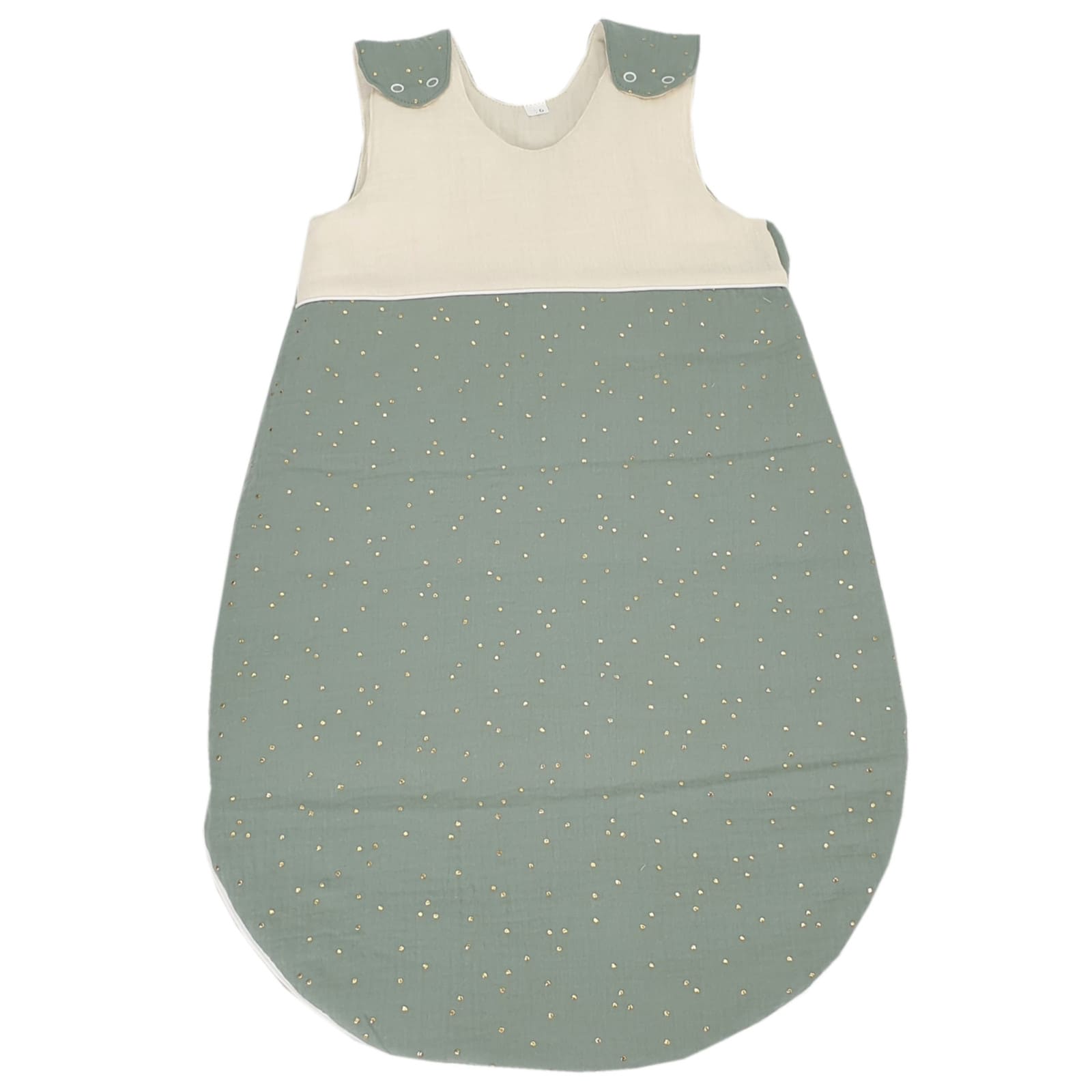 KULI-MULI Ganzjahresschlafsack Baumwolle 60 cm ecru-grün