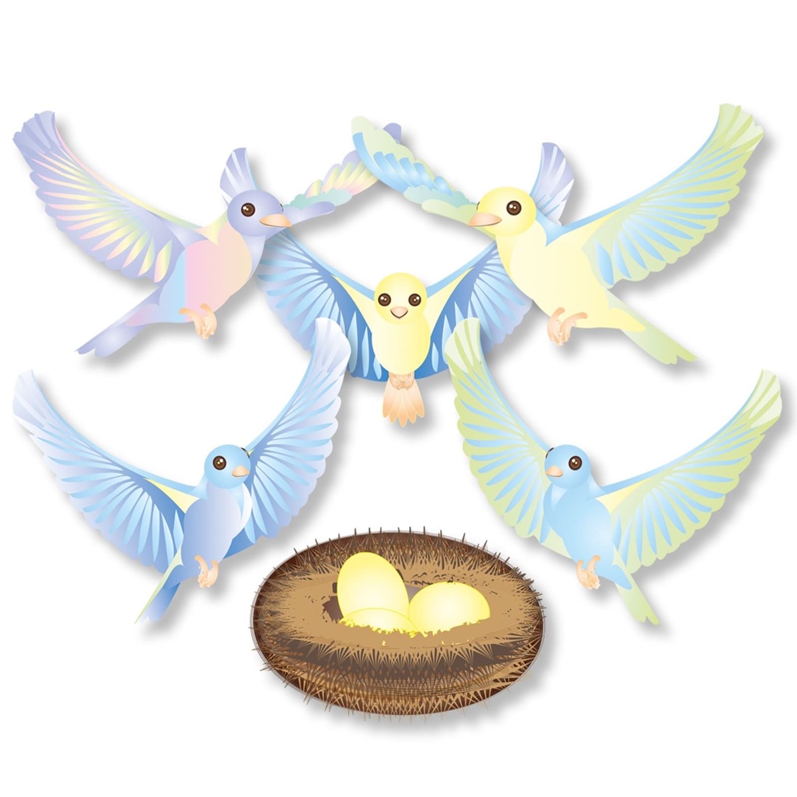 VALENTINES FOREST Magnetische Frühlingsvögel mit Nest 6er Pack