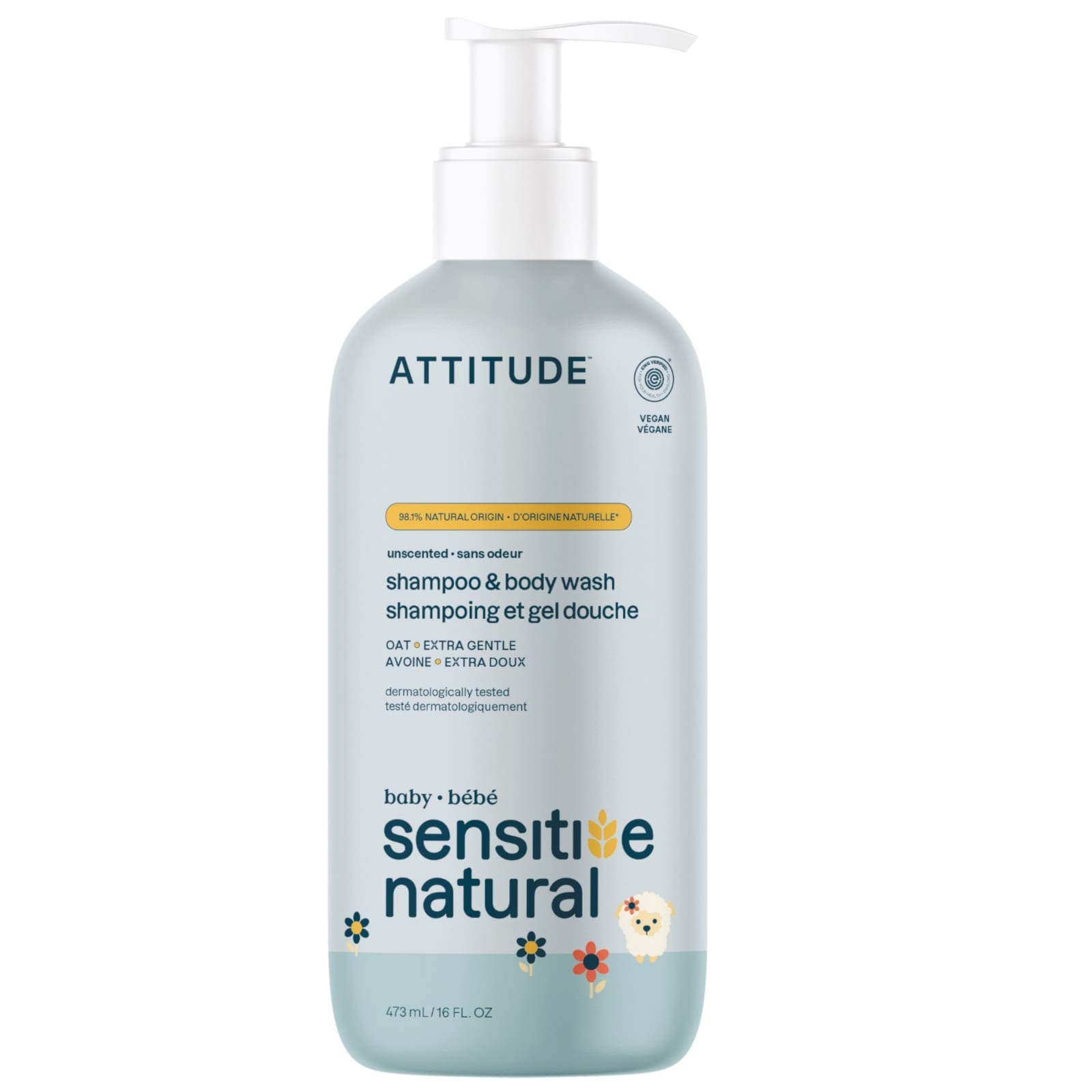 ATTITUDE sensitive natural baby care 2in1 Shampoo & Duschgel unparfümiert 473ml