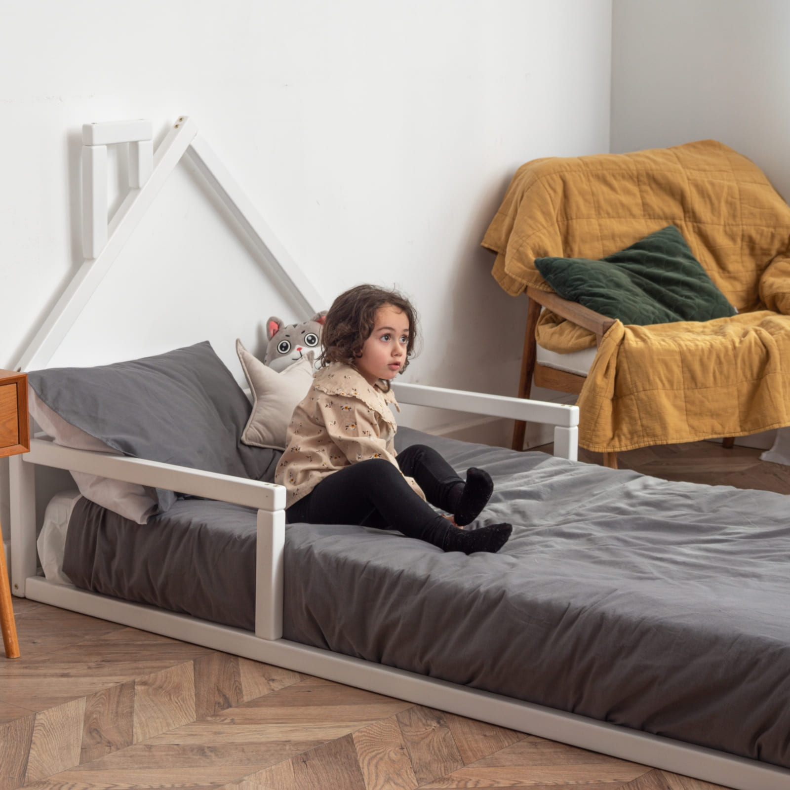 WOODANDHEARTS Lit au sol 90 x 200 cm blanc