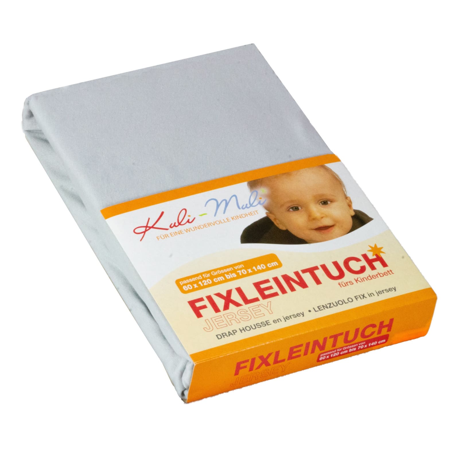 KULI-MULI Fixleintuch Jersey hellgrau 70 x 140 cm