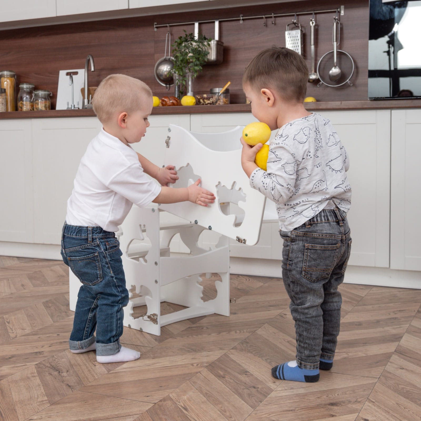 WOODANDHEARTS Tour d’apprentissage Animaux blanc