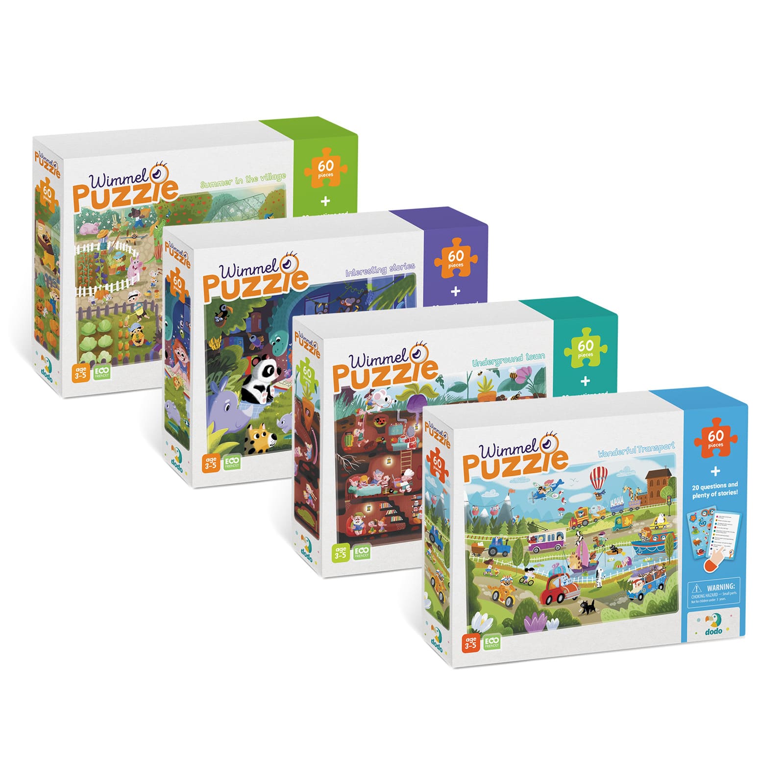 DODO Wimmelpuzzle 60 Teile 4er Set, 36M+