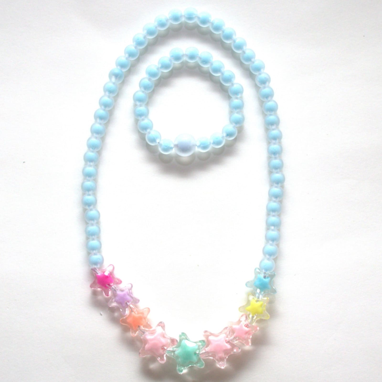 YUKO.B Halskette und Armband Sterne blau