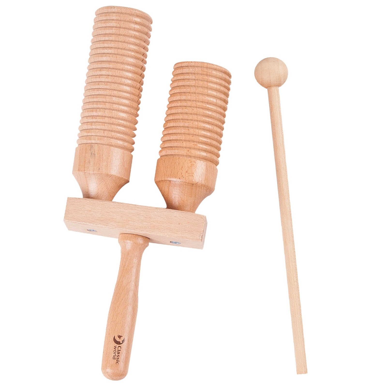 CLASSIC WORLD Doppel-Guiro mit Stab, 36M+