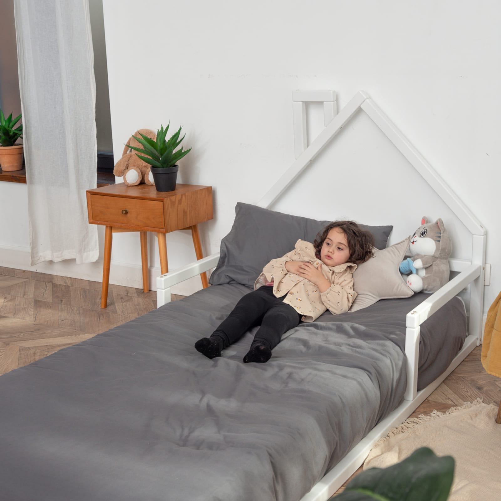 WOODANDHEARTS Lit au sol 90 x 200 cm blanc