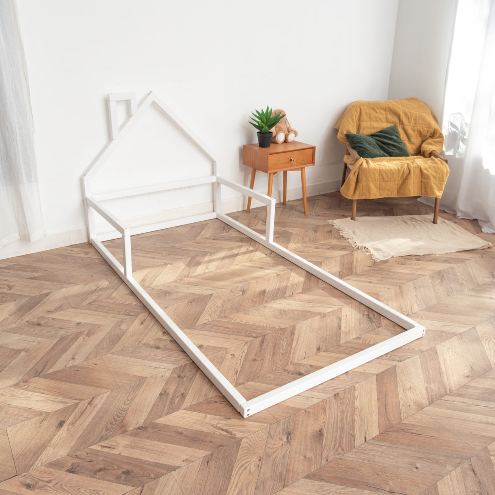 WOODANDHEARTS Lit au sol 90 x 200 cm blanc