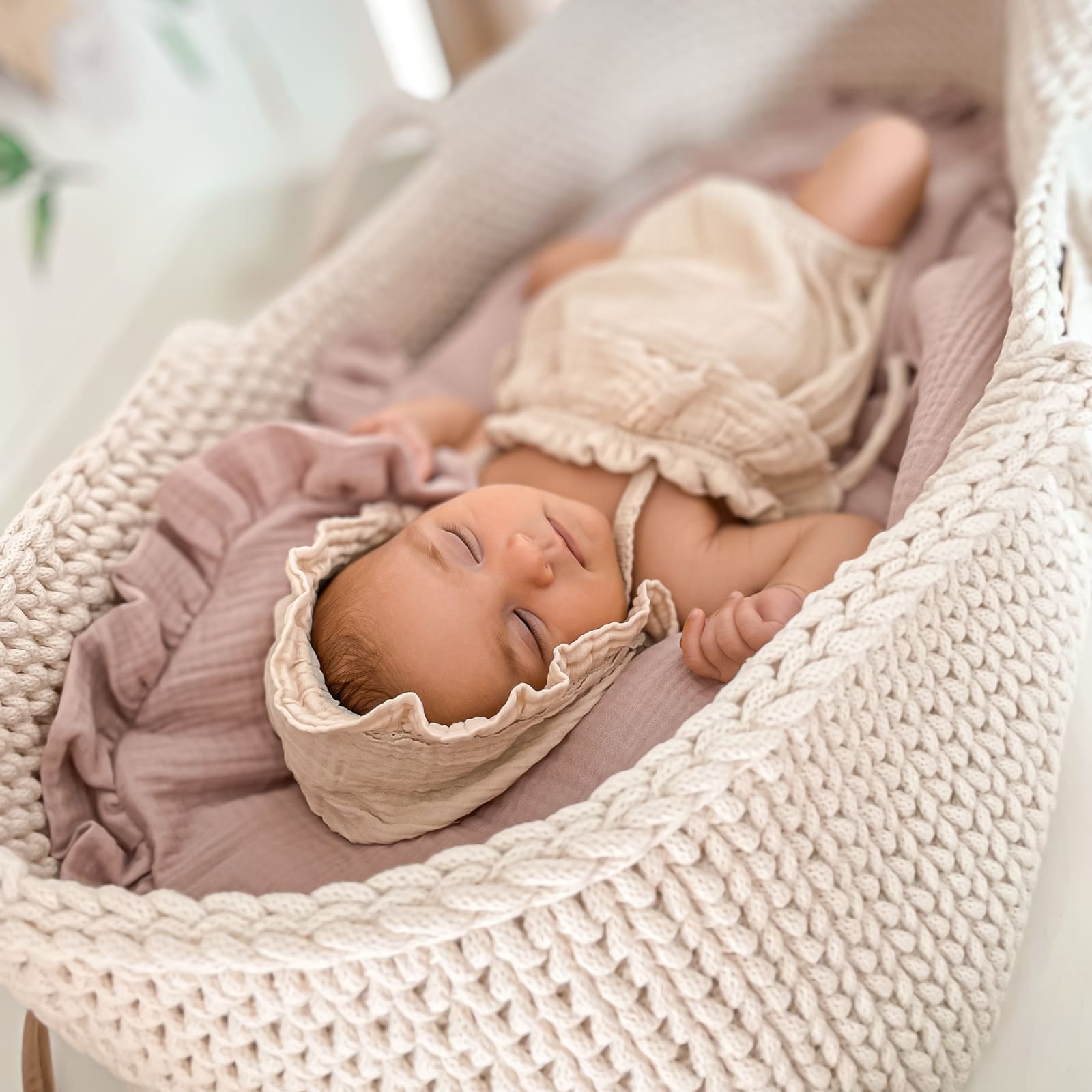 LIL'THINGS Couffin Moïse en coton avec matelas naturel