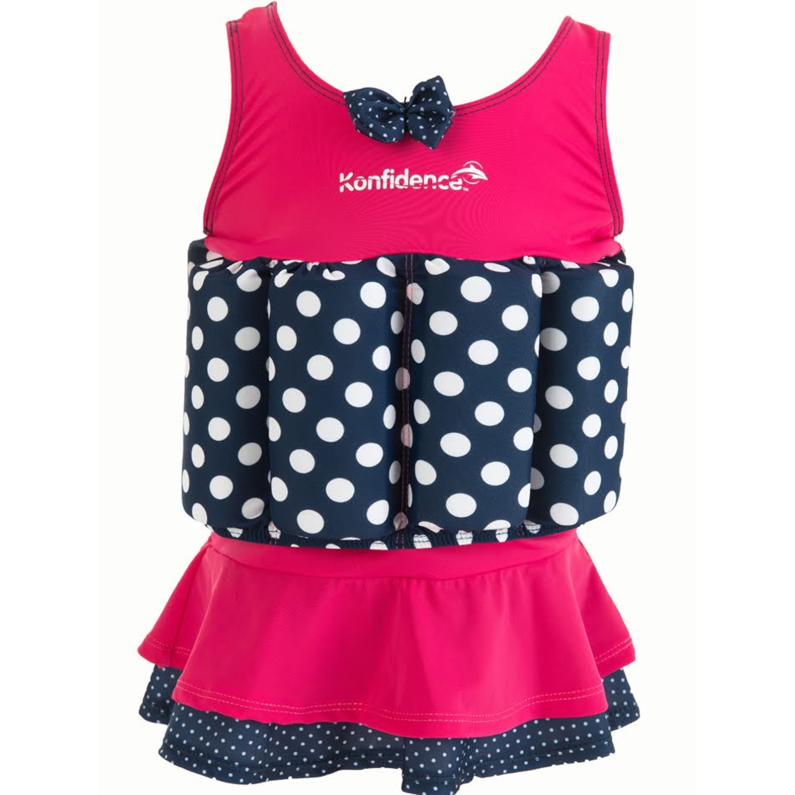 KONFIDENCE Badeanzug mit Schwimmhilfe pink mit Punkten, 12-24 Monate
