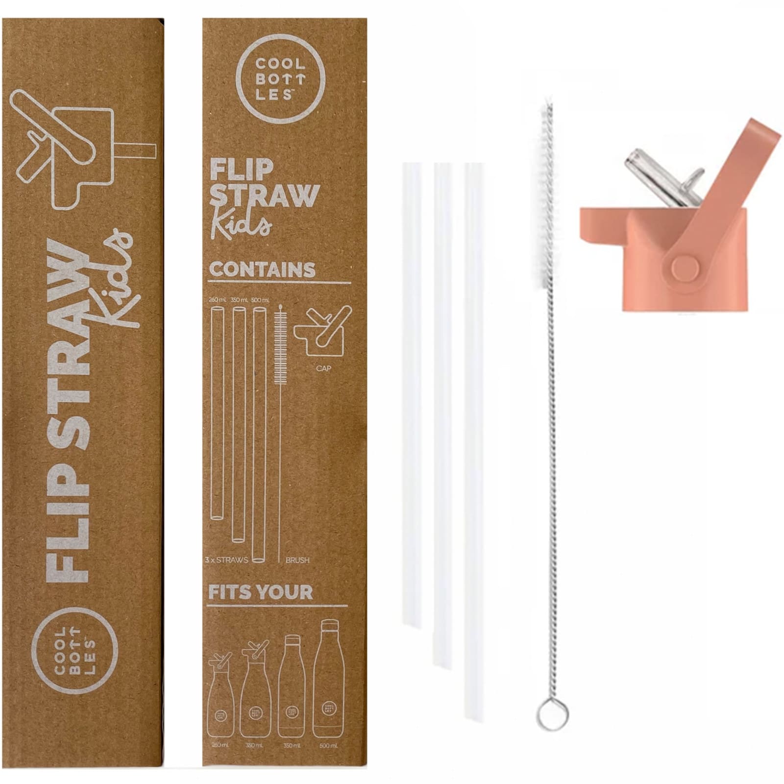 COOL BOTTLES Strohhalmdeckel Flip Straw 260-350-500ml Coral
