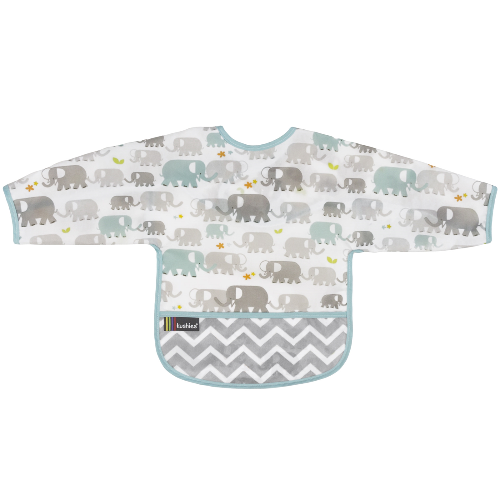 KUSHIES Lätzchen mit Ärmeln CleanBib, 2-4 Jahre, Elefanten