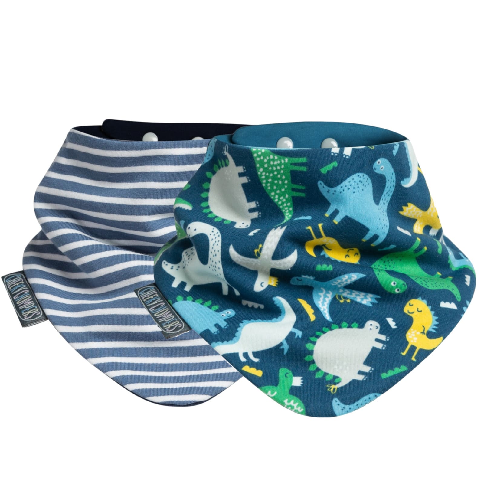 CHEEKY CHOMPERS Lätzchen Neckerbib 2er Pack Stripes & Dino