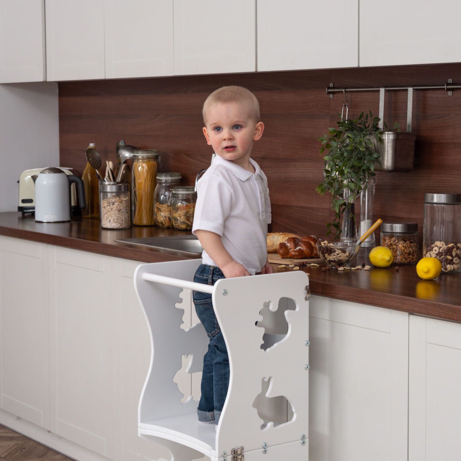 WOODANDHEARTS Tour d’apprentissage Animaux blanc