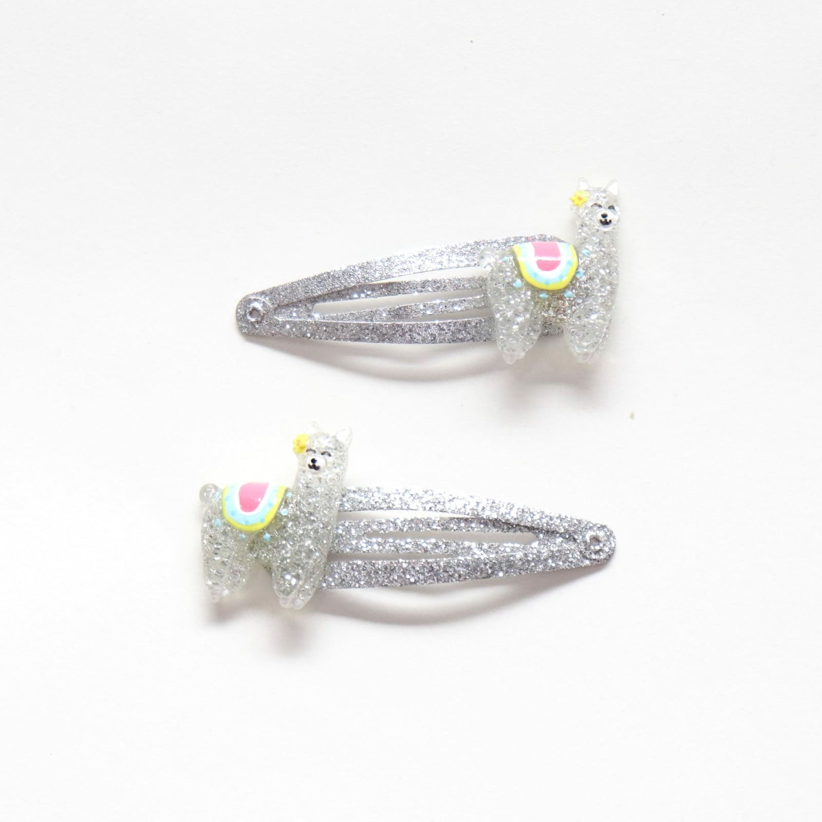 YUKO.B Barrettes cheveux 2 pcs. Lamas argentés