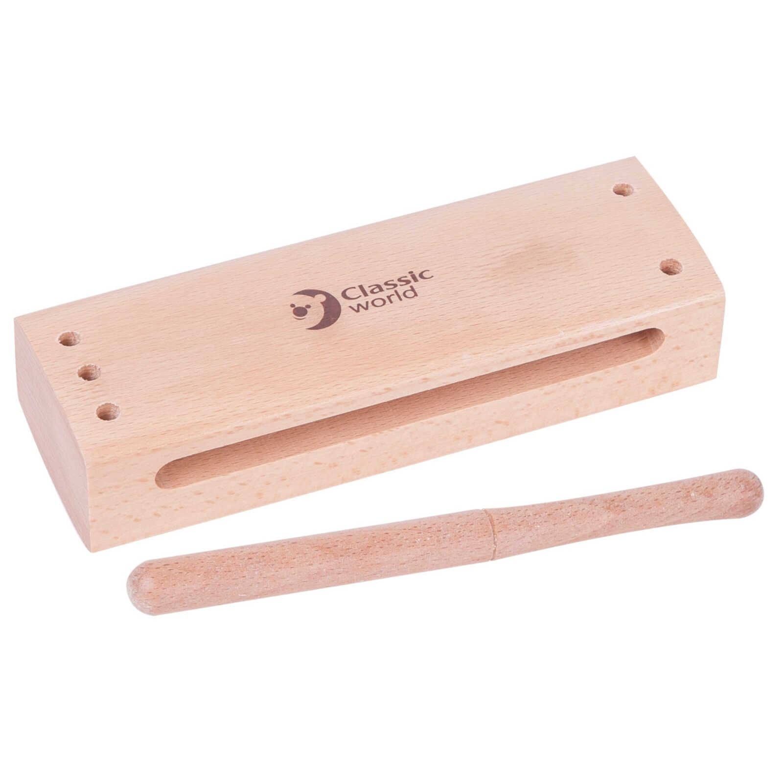 CLASSIC WORLD Holzblocktrommel mit Schlägel, 36M+